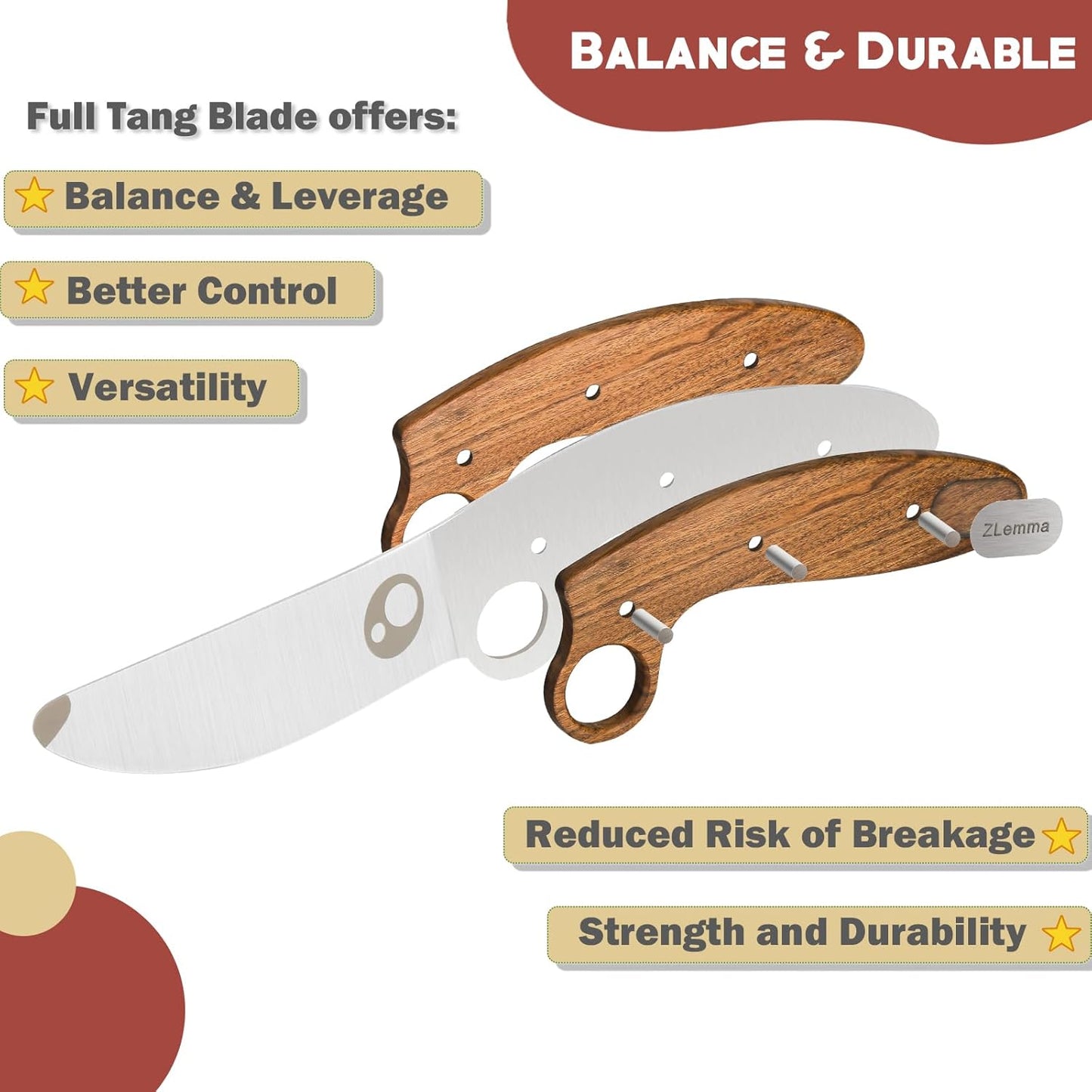 Kids Knife Boy Scout Knife with Educational Ring & Sheath & Rounded Tip - Whittling Knife Rosewood Handle for Boys 8-12 First Сamping Cutting
