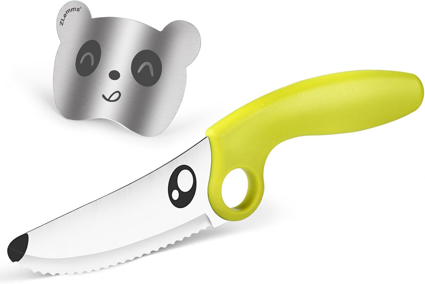 Kids Knife Set for Real Cooking Cutting Training with Finger Guard & Educational Ring, Real Chef Knife for Boys & Girls Montessori Kitchen Cooking Tool Set (Green)