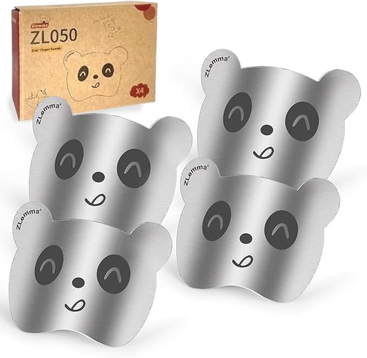 Panda Finger Guards for Cutting Food 4 pcs Set, Premium Stainless Steel Finger Protector for Chopping, Slicing Vegetables, Fruits, Meat, Kitchen Tool Gifts for Kids and Adult