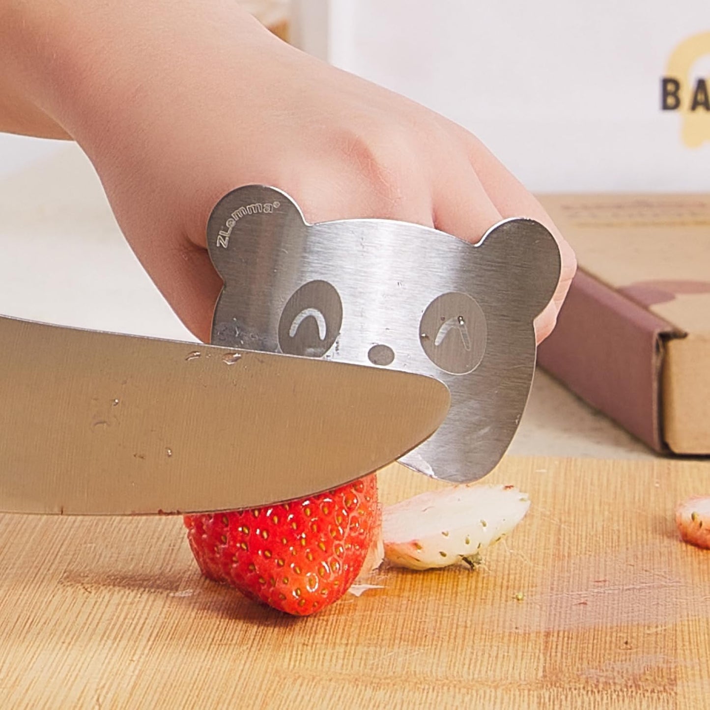 Panda Finger Guards for Cutting Food 4 pcs Set, Premium Stainless Steel Finger Protector for Chopping, Slicing Vegetables, Fruits, Meat, Kitchen Tool Gifts for Kids and Adult