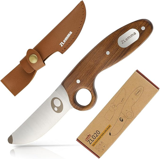 Kids Knife Boy Scout Knife with Educational Ring & Sheath & Rounded Tip - Whittling Knife Rosewood Handle for Boys 8-12 First Сamping Cutting